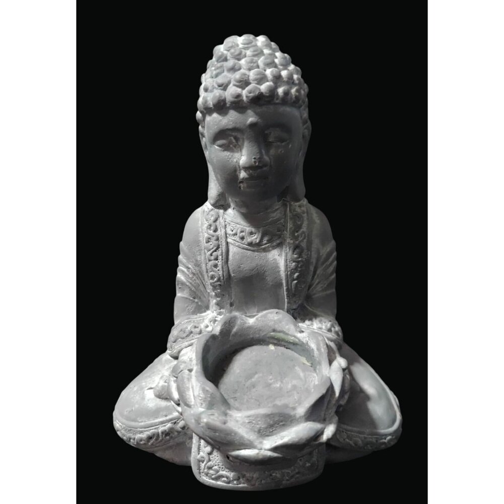 Decorative Gray Buddha Statue Tea Light Holder Home Decor SO2 K